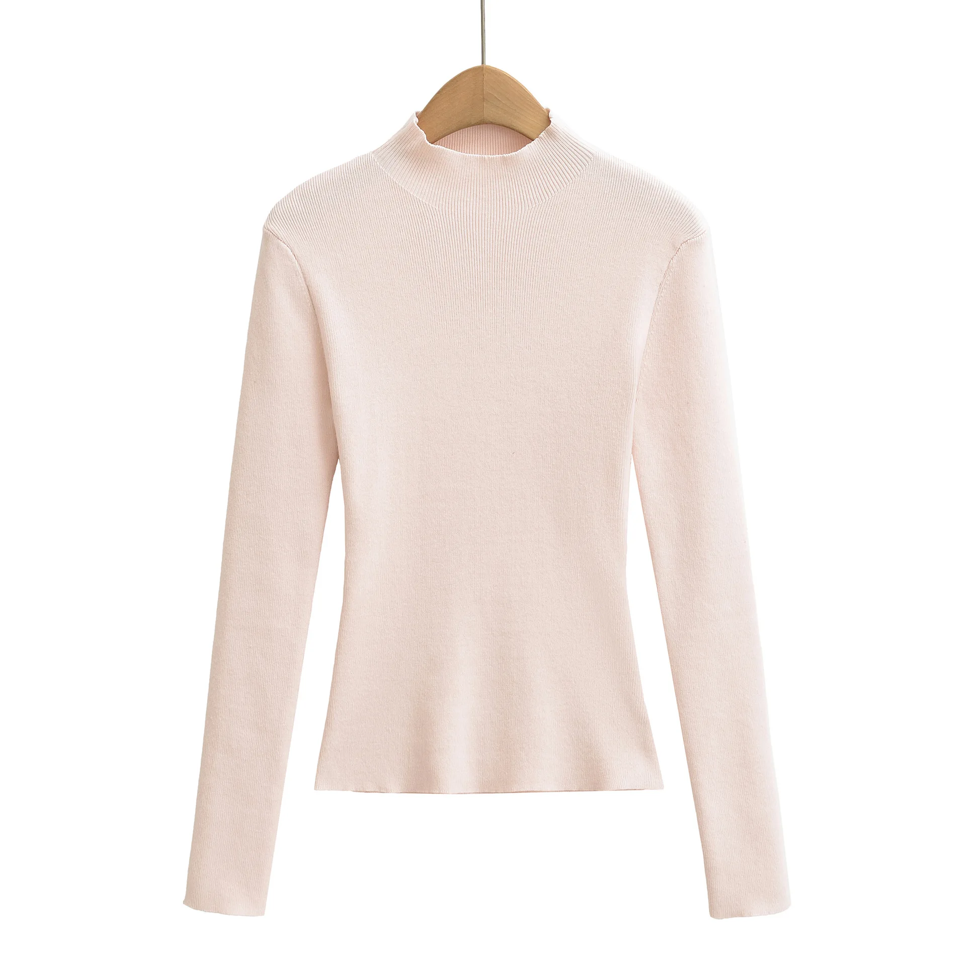 

Зимний облегающий свитер в корейском стиле с воротником-стойкой, длинными рукавами и завышенной талией, однотонный, повседневный стиль UQEE