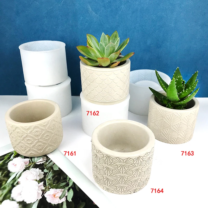 1Pc Cylinder Flower Pot Silicone Molds DIY Concrete Plaster Candle Jar Box Pottery Mould Handmade Planter Gardening Mold