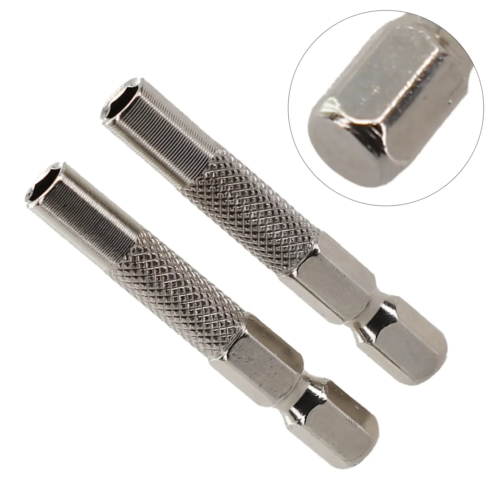 2pcs Driver Socket Adapter Hex Shank 1/4in Insert Bit Adapter To 4mm Electric Screwdriver Socket Holder Sleeve Extension Bar