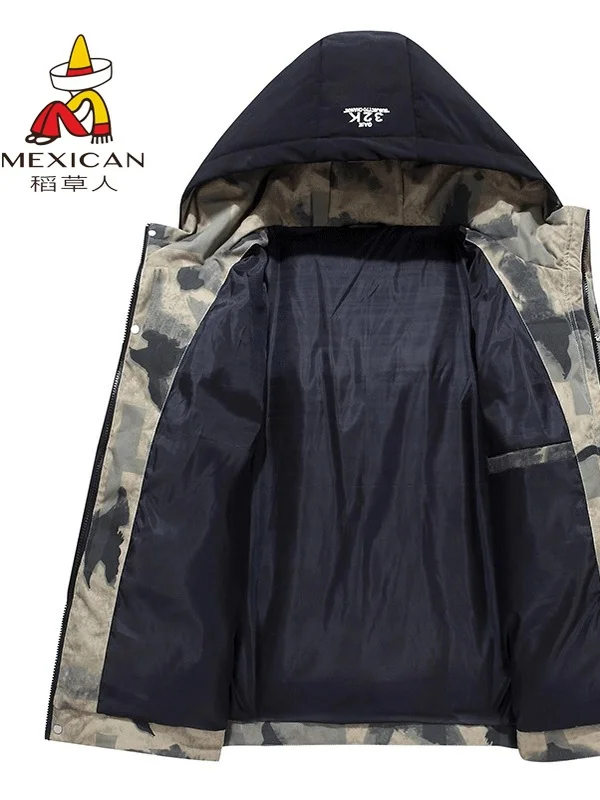 

Мужская зимняя хлопковая куртка с капюшоном, повседневная модная теплая молодежная ткань-стойка с покрытием из полиэфирного волокна