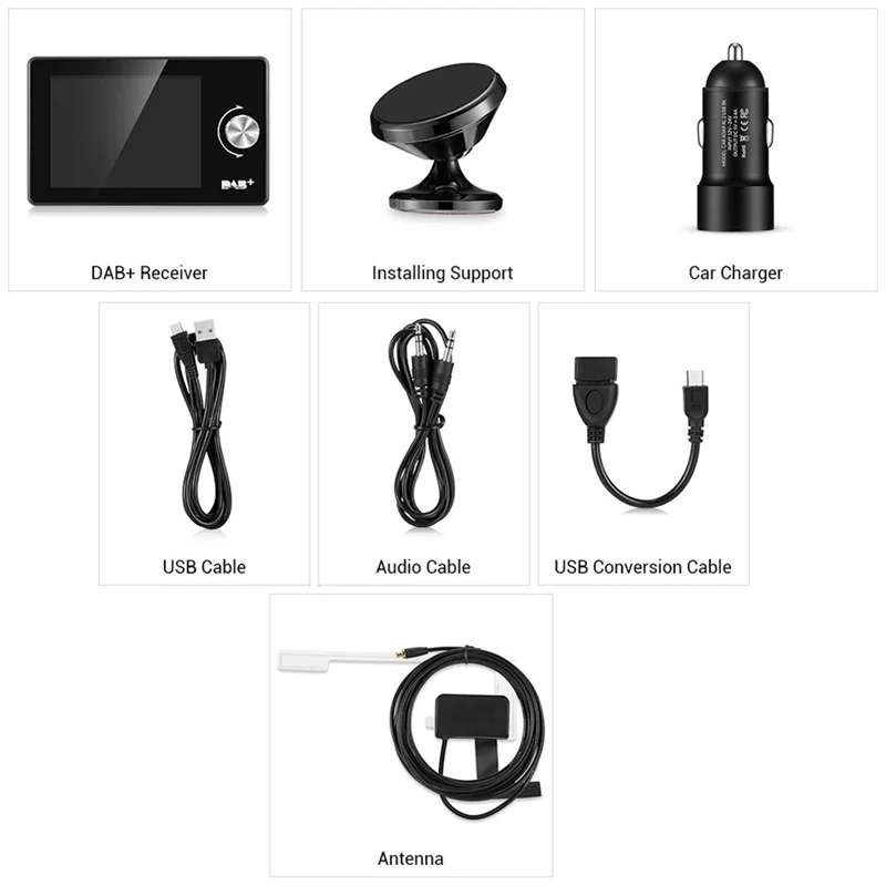 -A20Z DAB راديو استقبال في السيارة مع شاشة صوت ستيريو هوائي الإشارة الرقمية بث محول FM الارسال