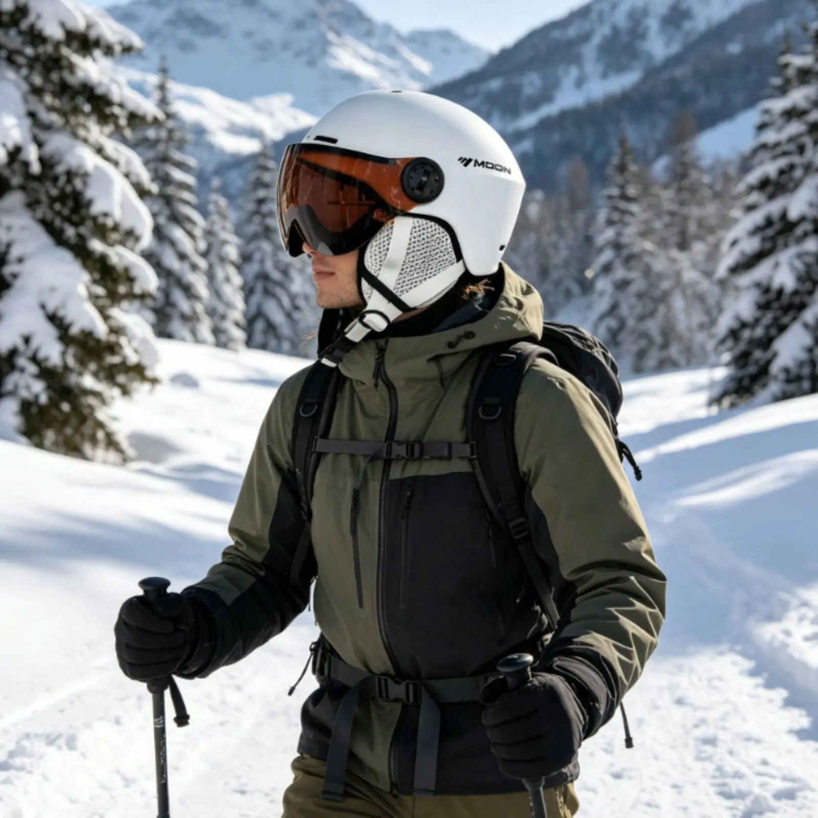 

Integrated Visor Helmet CE Certified Ski Helmet with Visor Head Protection Shock Resistant Winter Gear EPS Foam Liner