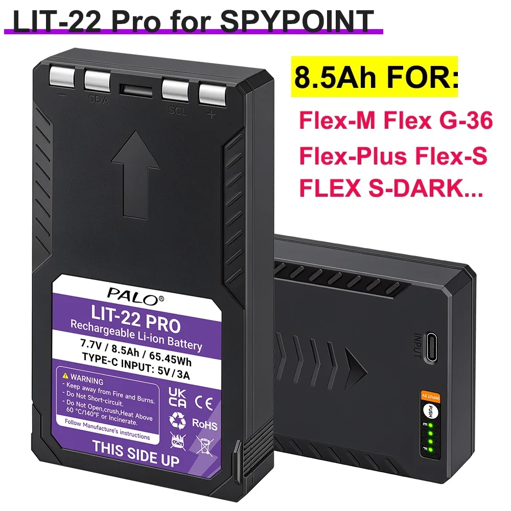 Batería de 8.5Ah para LIT-22 LIT 22 Pro, para Cámara de Caza SPYPOINT Flex-M Flex G-36 Flex-Plus Flex-S FLEX S-DARK FLEX DARK LIT22