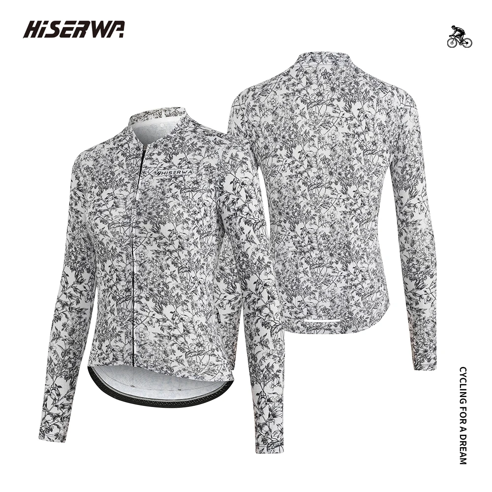 

HISERWA Cycling Jersey High Elastic Long Sleeves Cycling Jersey Outdoor Sport MTB Clothing Breathable Quick Dry Bicycle Shirts