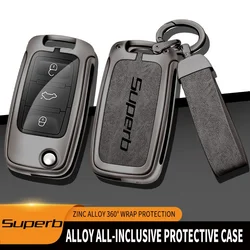 Zinc alloy car remote key holder for Skoda Superb 1 2 3 Protective cover for remote control Skoda Superb car key case