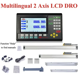 19 lingue Kit DRO LCD a 2 assi GCS909 Tornio da tornio Fresatura Display di lettura digitale e scala lineare in vetro Encoder Righello a griglia