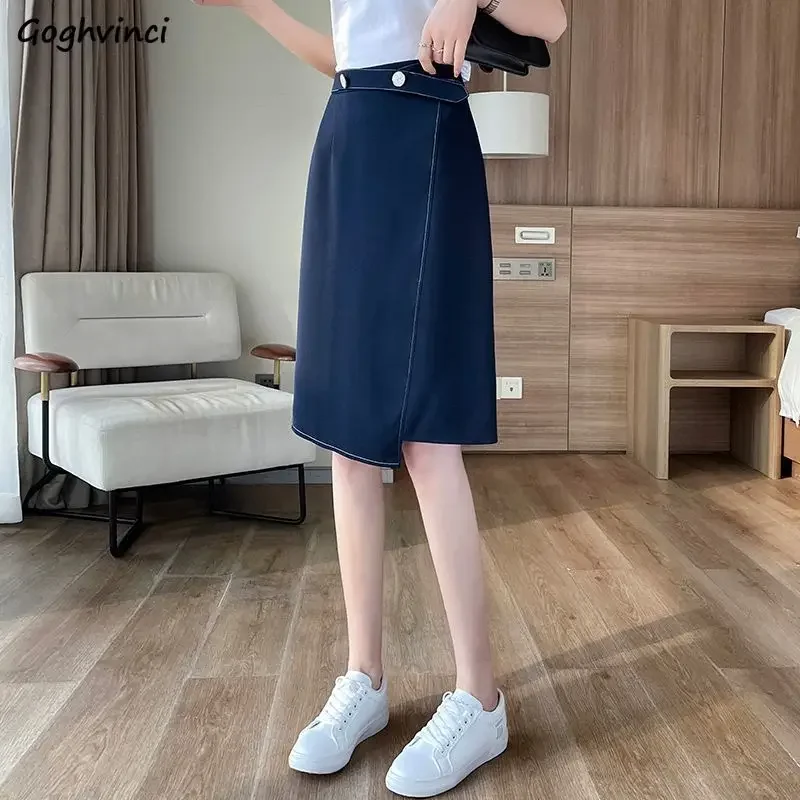 

Irregular Mini Skirts Women Simple Button Chic Korean Style New Design Spring Cute Ladies Casual Office Empire Mature All-match