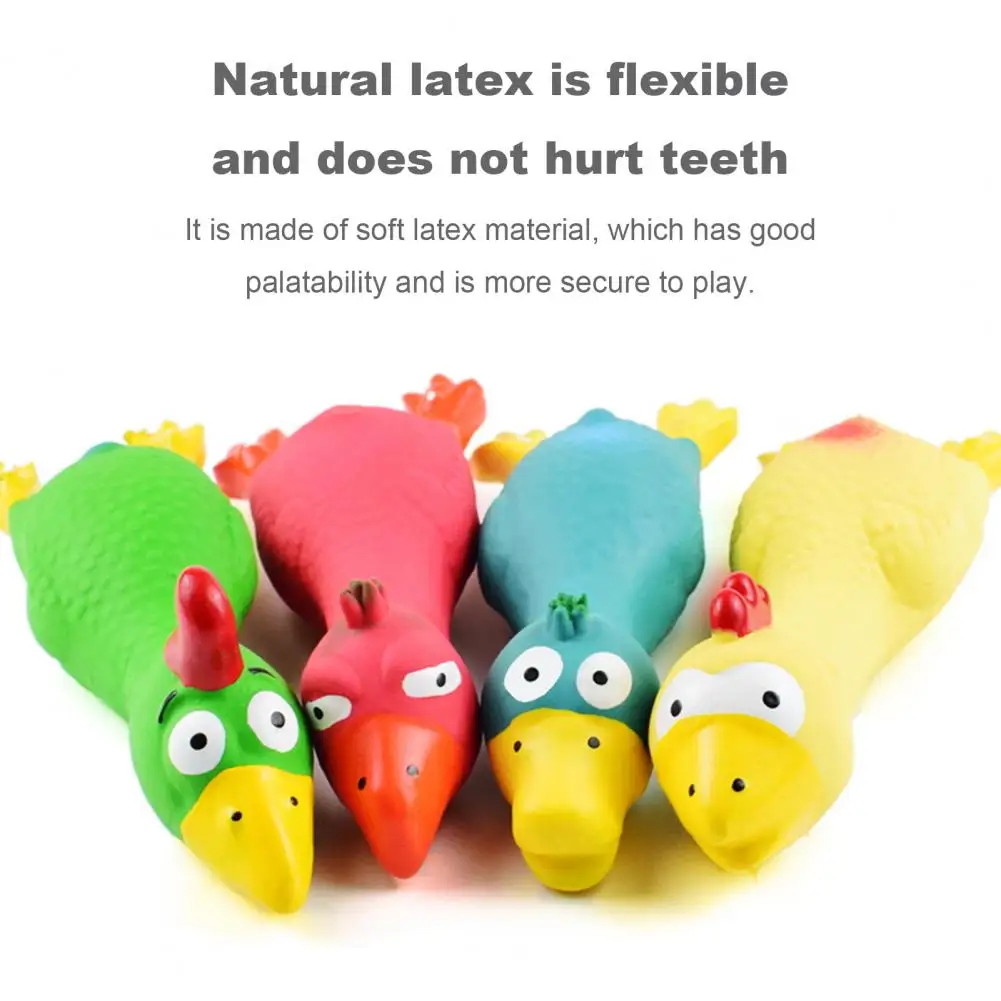 17*6.5cm Latex Chicken Dog Toy With Sound Boredom Relief Teeth Cleaning Molar Bite-Resistant Funny Squeaky Chicken Dog Chew Toy