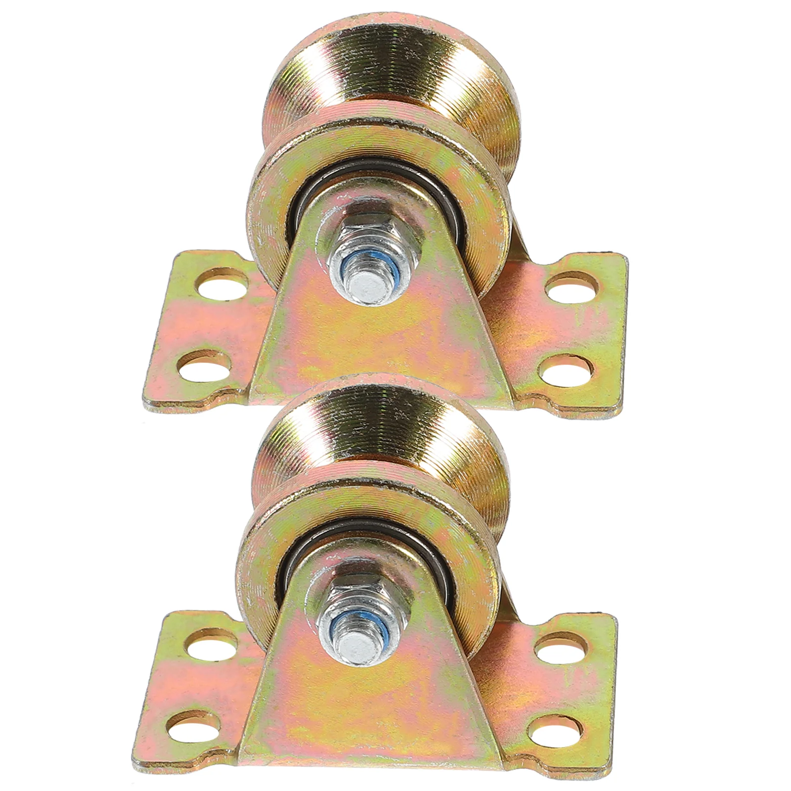 2 Pcs Round Group Scroll Wheel V-shaped Track Pulley Iron Wheels Pulleys for Rope