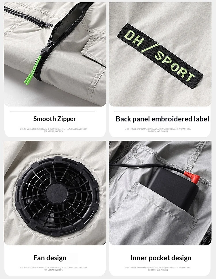 Unisex USB Cooling Vest With Wearable Fan 13 Hours Working Air Conditioned Short Sleeve For Outdoor Work Fishing Heat Relief