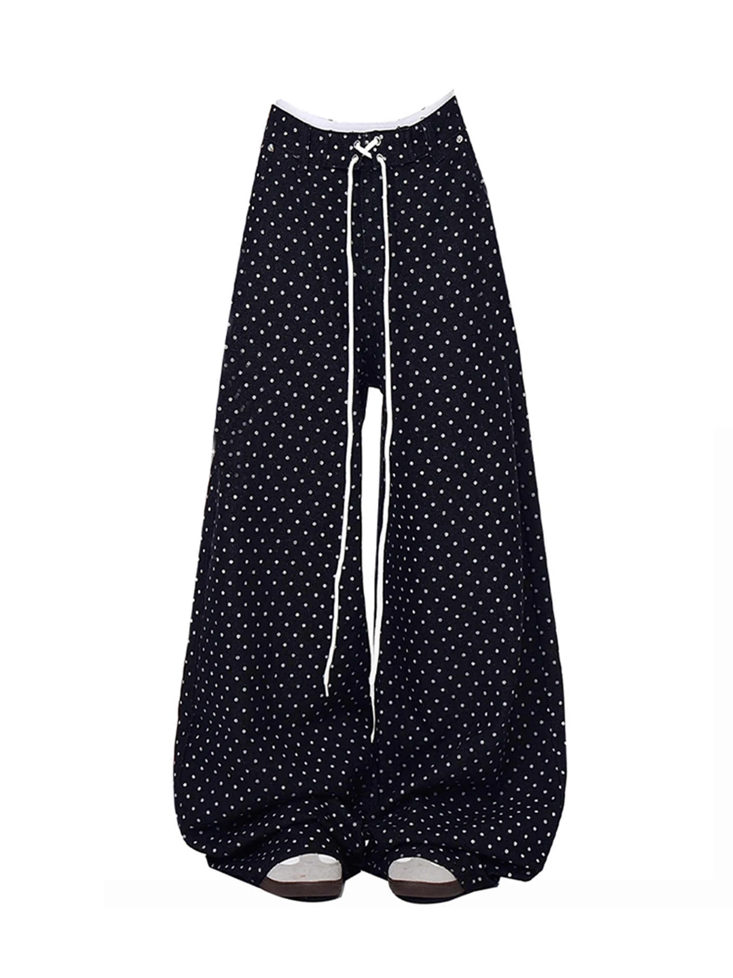 

Women Black Gothic Y2k Baggy Jeans Harajuku Vintage Polka Dot Denim Trousers Japanese 2000s Style Oversize Emo Jeans Pants 2025