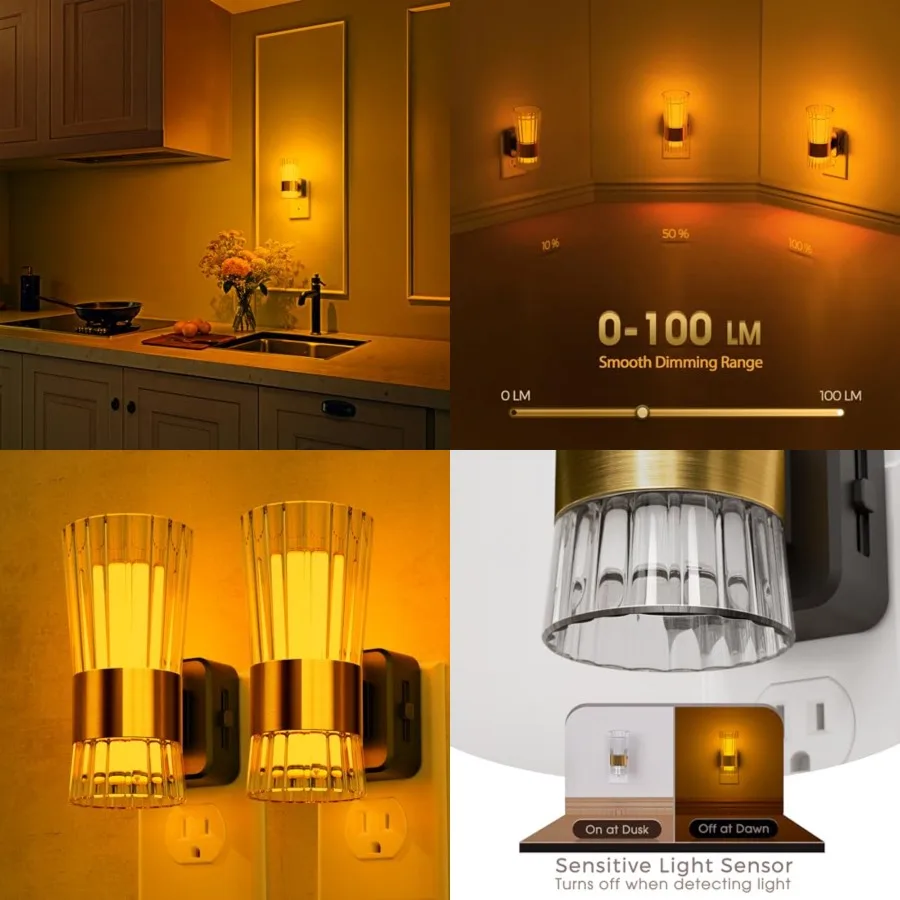 

Night Light, Night Lights Plug into Wall, LED NightLight with Dusk to Dawn Auto Light Sensor, 0-100LM Adjustable Brightness, Wa