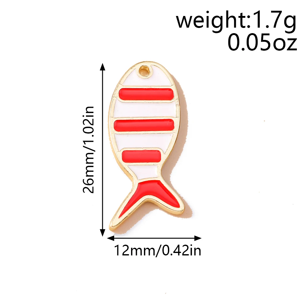 Leslie 5 Stück süße rote Mini-Ozeanfische, Delphin, Koralle, Seestern, Charm-Perlen für Sterlingsilber, Armband, Schmuckherstellung, DIY – Detail 7