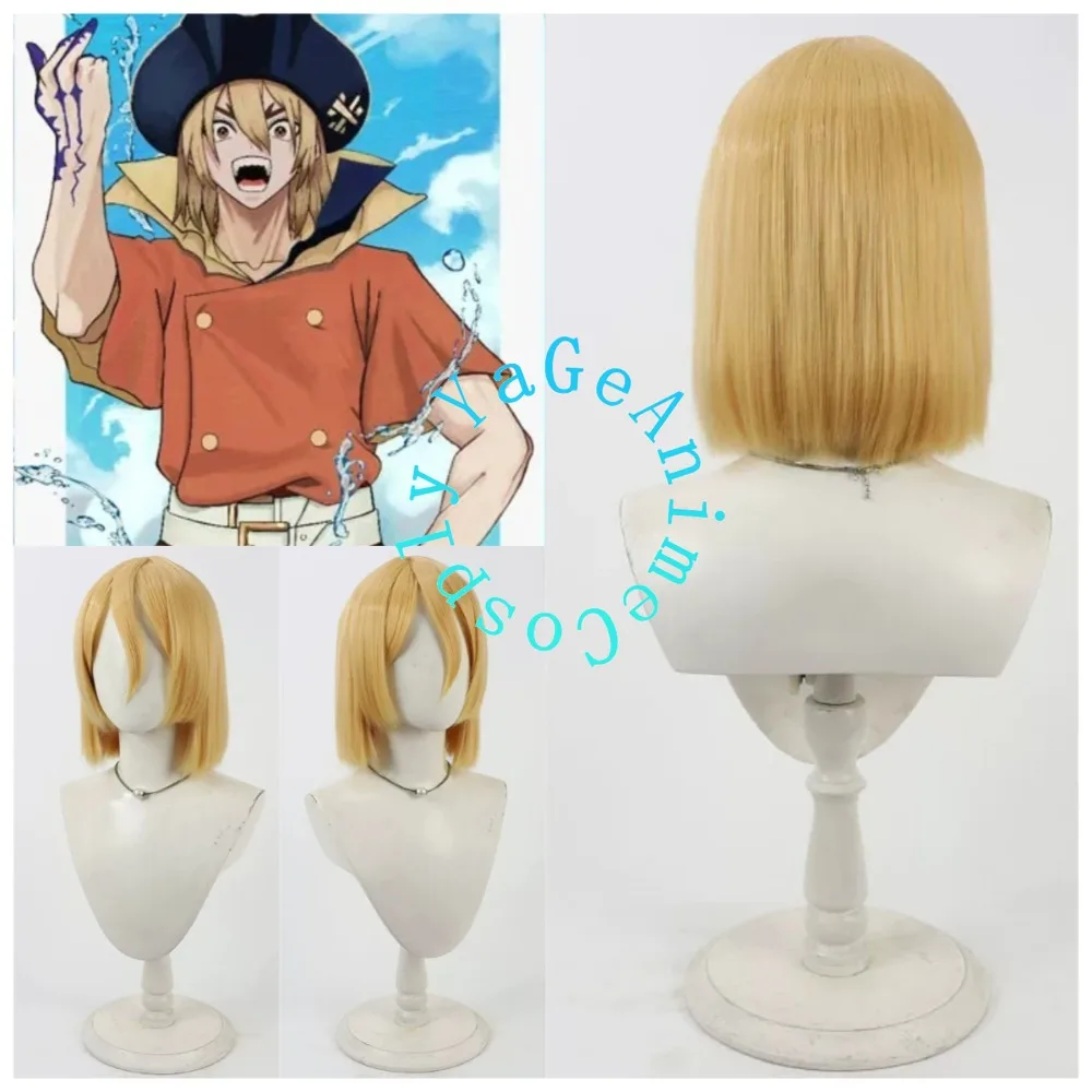 Perruque de cosplay Dr Stone Ryusui Nanami, cheveux stylisés effet cuir chevelu naturel, pour Festival Scientifique, Convention Anime, Aventure, Séance Photo