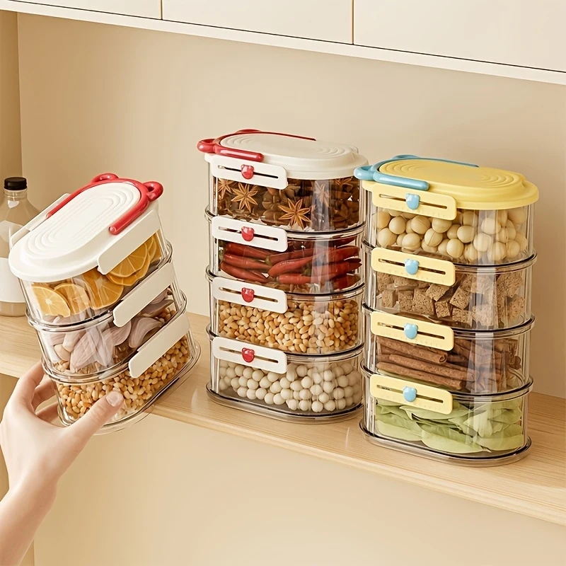 Kitchen spice storage box, household stackable fresh-keeping sealed container, food grade chili pepper seasoning storage contain