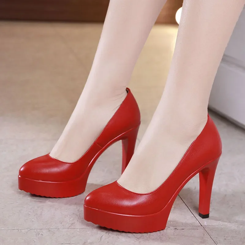 Small Size 32-43 Stilettos Pumps Women Wedding Shoes Red White 2024 Spring Shallow High Heels Shoes Ladies Platform Shoe Office