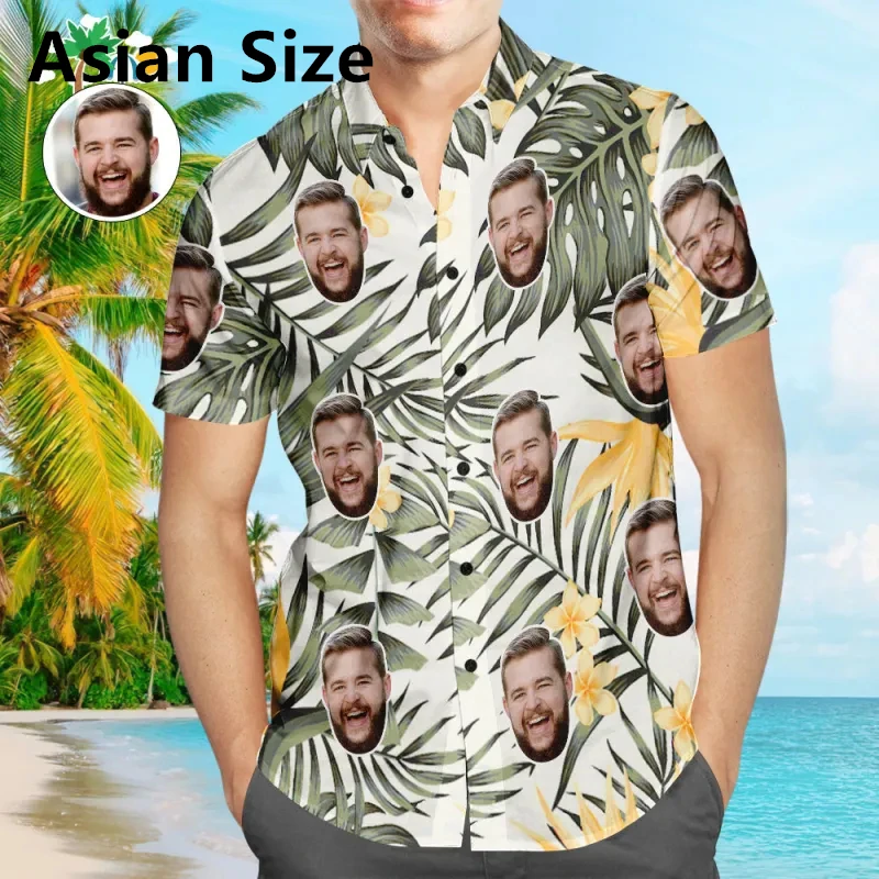 

Funny Custom Face Hawaiian Shirt For Men Personalization DIY 3D Printed Short Sleeve Shirts Fashion Gift Party Wear Blouse Tops