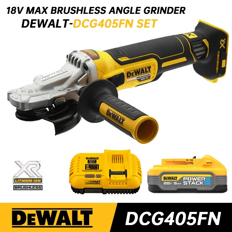 DEWALT Angle Grinder 18V Brushless Motor Cutting Machine Kits 125mm Rechargeable Cordless Handheld Polishing Machine DCG405FN