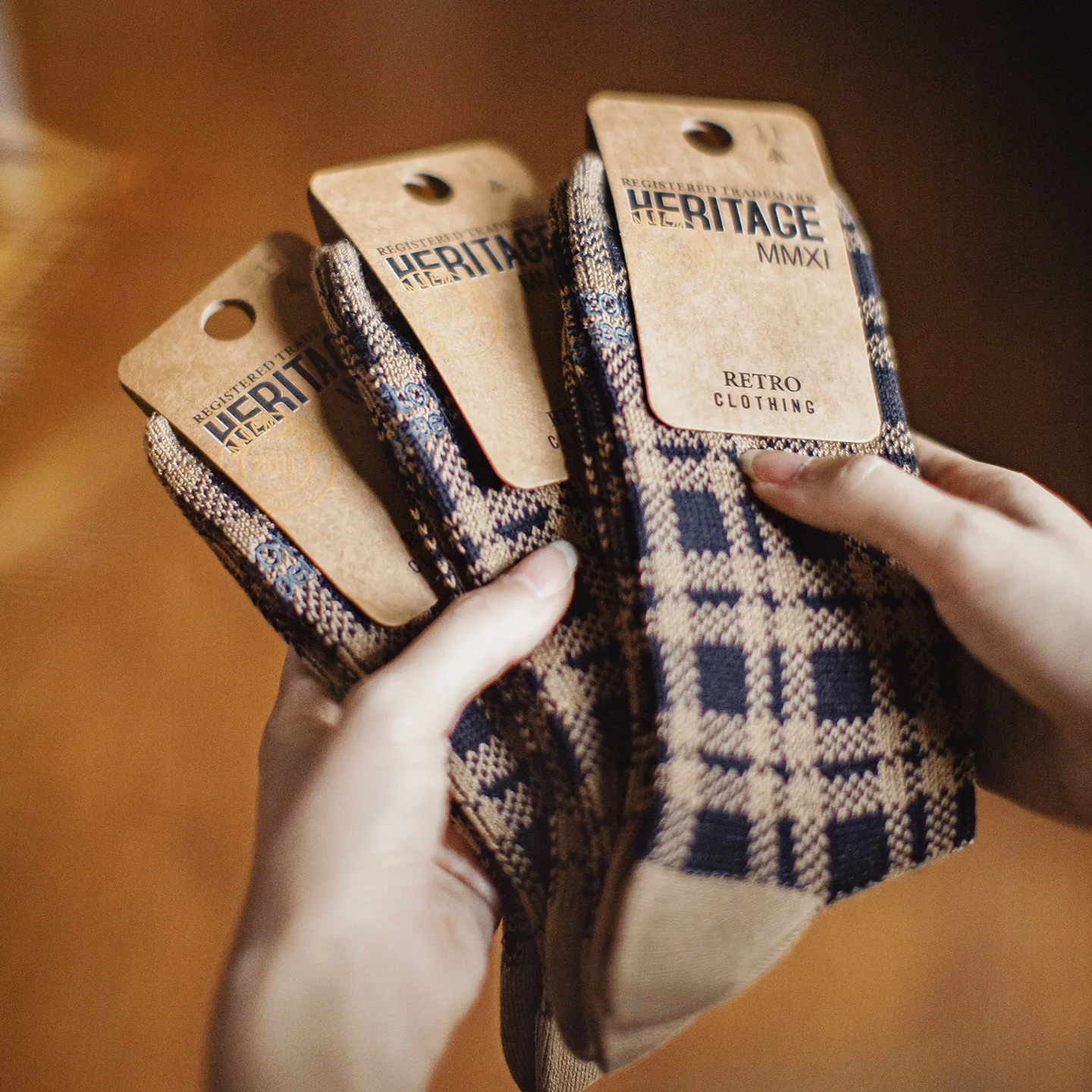 

Maden Women's Vintage Knit Plaid Crew Socks with Embroidery Warm Thermal Cotton Seamless Toe Retro American Style