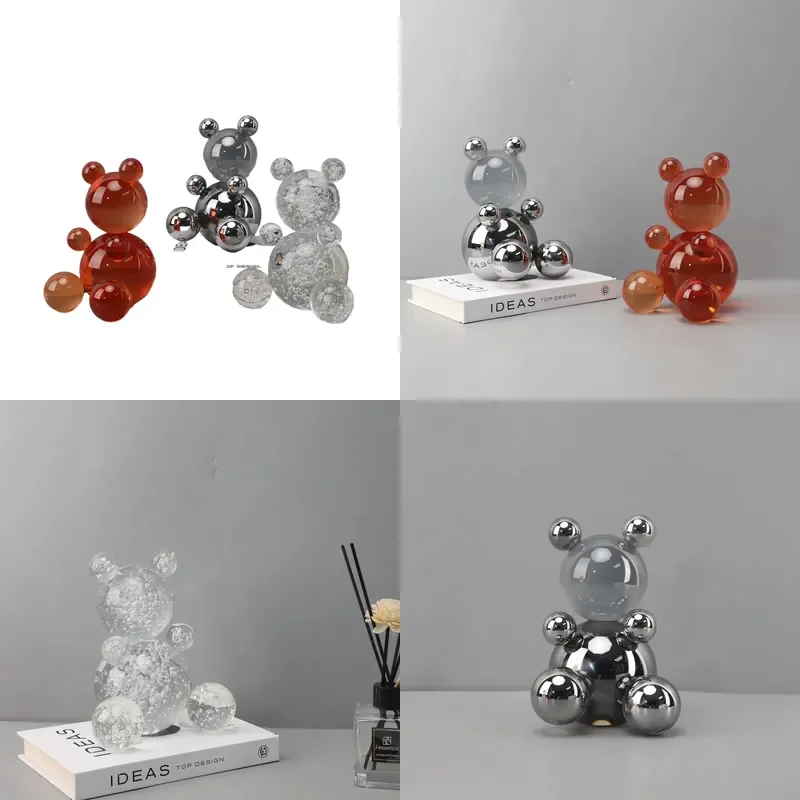 Modern Light Luxury Crystal Bear Ornament for Model Room Wine Cabinet TV Cabinet Entrance Coffee Table Living Room Home