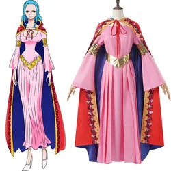 Anime Nefertari Vivi Cosplay Adult Pink Dress Cloak Outfits For Women Princess Vivi Halloween Costume