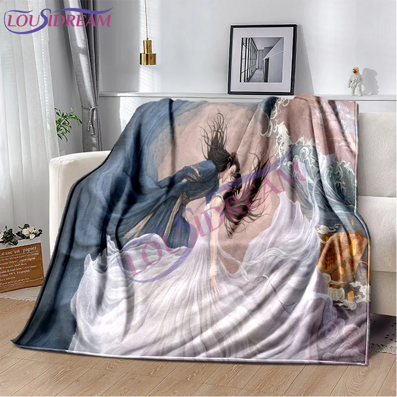 2022 Hot Tv Love Between Fairy and Devil Blanket Bedroom Cang Lan Jue Dong Fang Qing Cang Flannel Blanket Bedding Sofa Bedspread