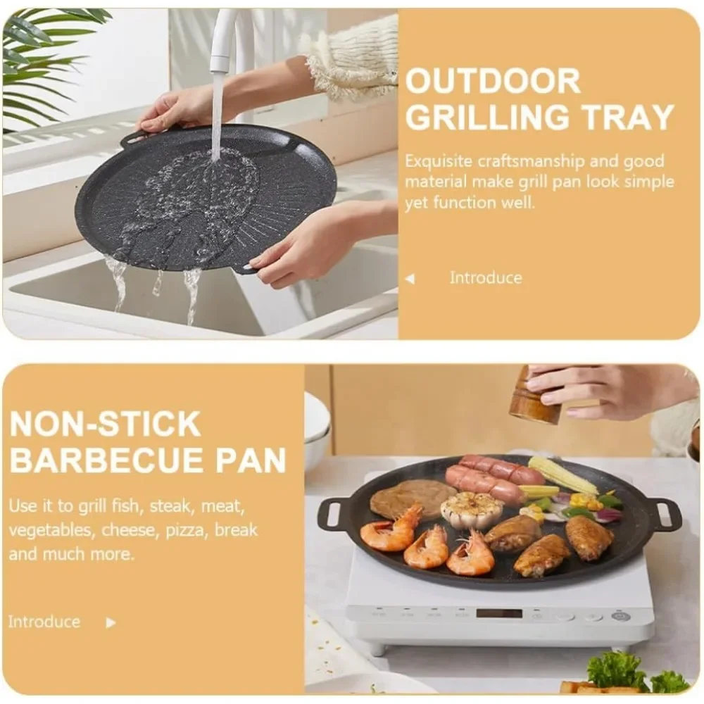 Loyang Pemanggang Anti Lengket Oval Tebal Besar Wajan Pemanggang Steak Baja Karbon Multifungsi Mudah Dibersihkan Bbq Korea