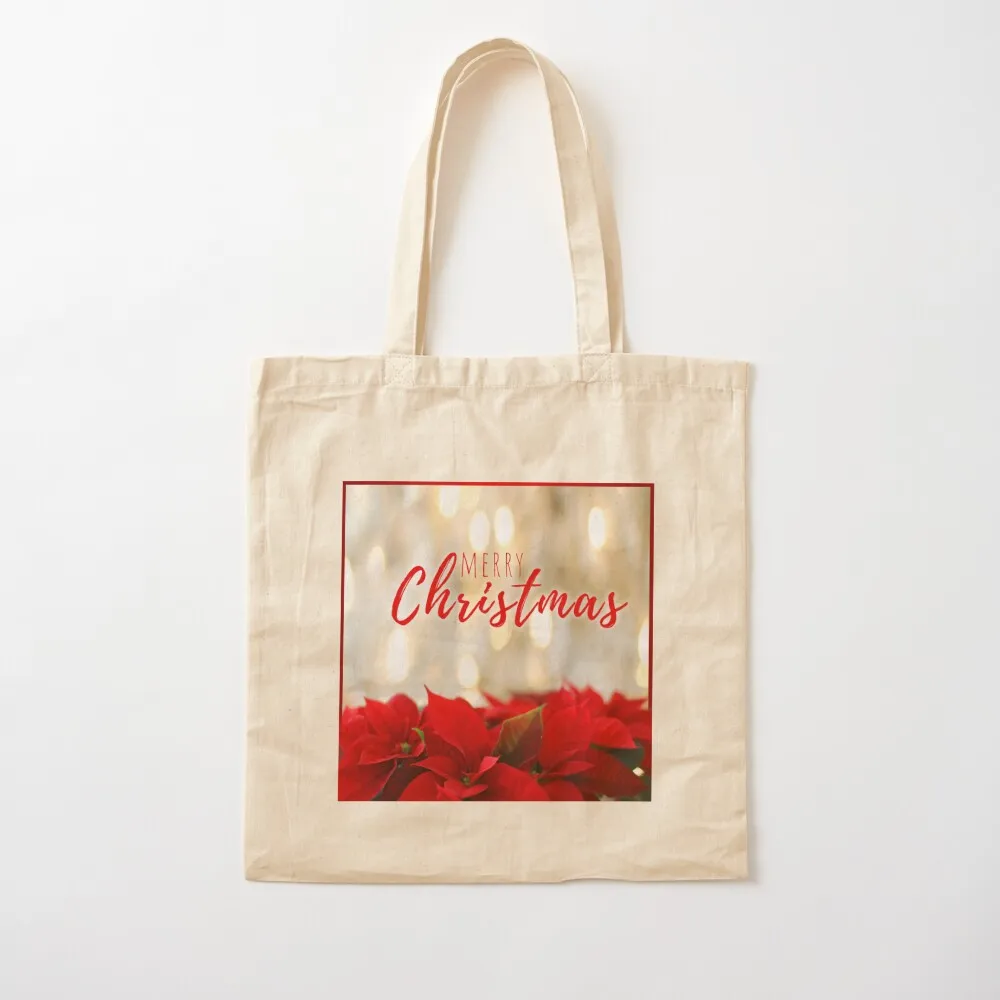 Poinsettia Christmas Tote Bag shopping trolley bag Cloth bag cute pouch