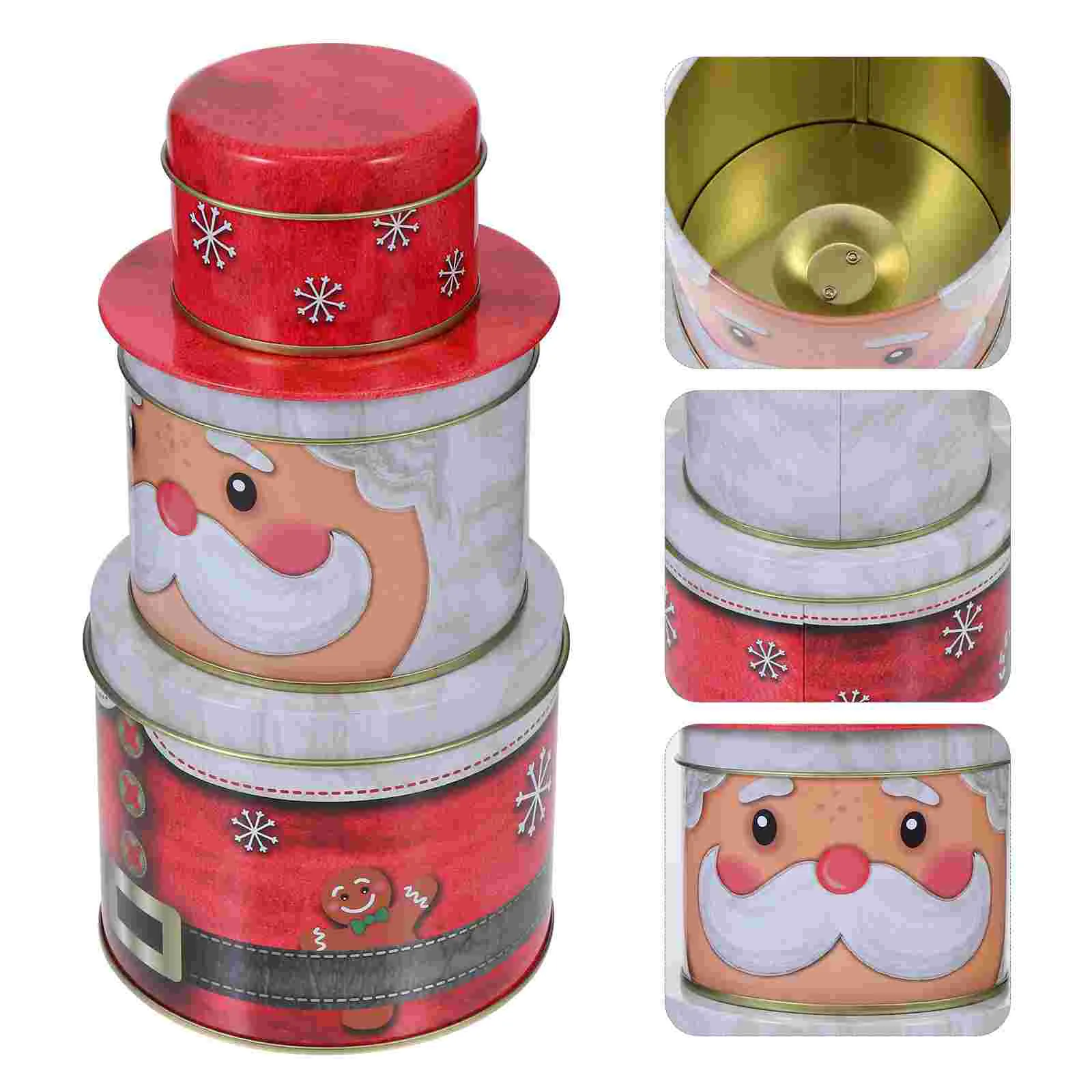 

Food Containers with Lids Christmas Tin Box Tinplate Jars Cookie Boxes Nutcracker Biscuit Cans Gift Red Baby