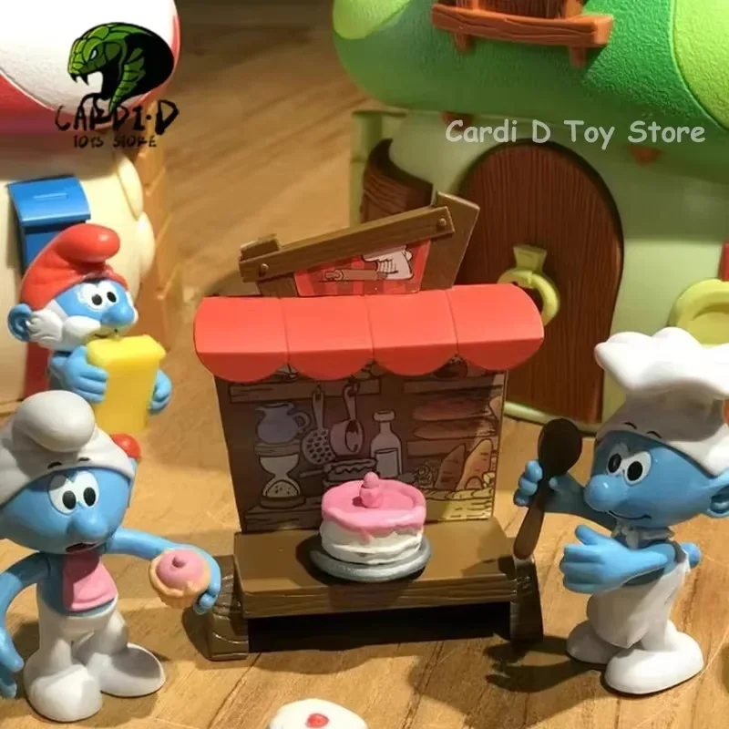 Smurfs Mushroom House, экшн-фигурки аниме, детский игровой домик, игрушки, статуя из ПВХ, украшение для рабочего стола, подарок на день рождения