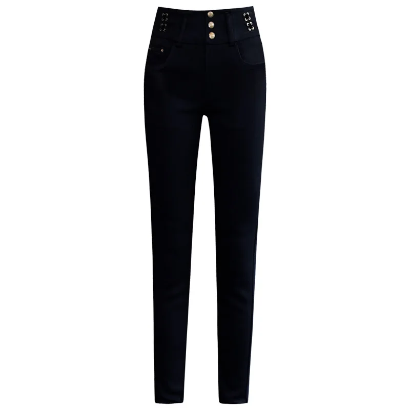 جينز بخصر مطاطي للنساء لخريف 2023 عالي الخصر بقصة ضيقة أنيق ومتعدد الاستخدامات #5