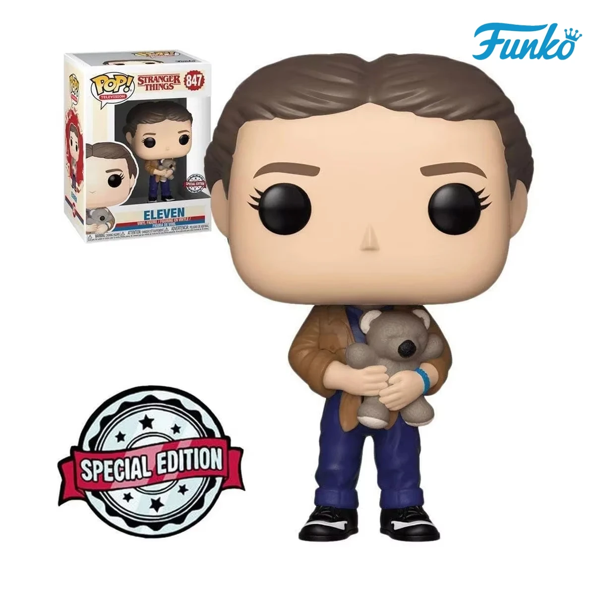 Funko POP Vinyl: ELEVEN Stranger 847 #   (Oso de Peluche) Figura de Vinilo de Edición Especial en Caja, Muñeco Coleccionable de PVC, Juguetes, Regalo para Niños