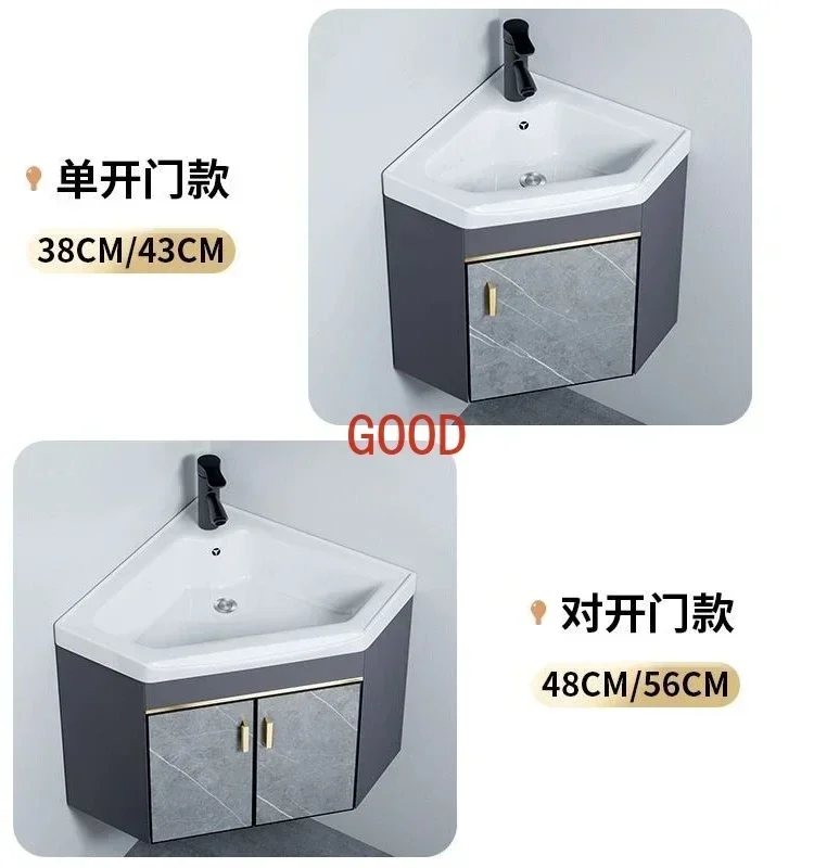 Wall-Mounted Alumimum Triangle Bathroom Cabinet Simple Modern Corner Washbasin Small Apartment Bathroom Corner Wash Basin