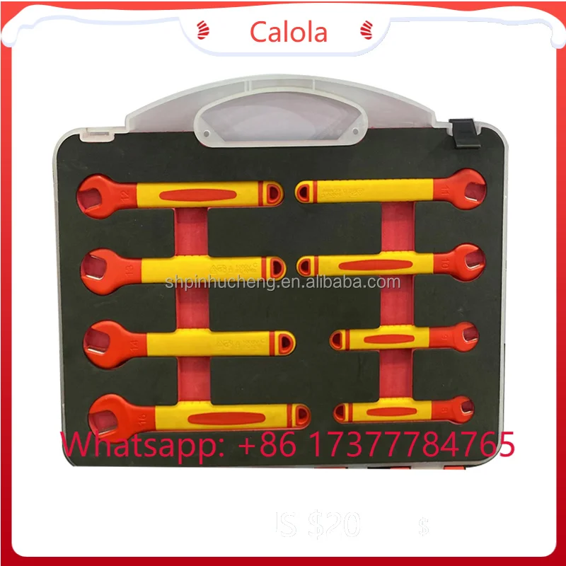 14PCS 1000V VDE Insulation Single Open End Wrench Suit 8-24mm Hardware Hand Tools