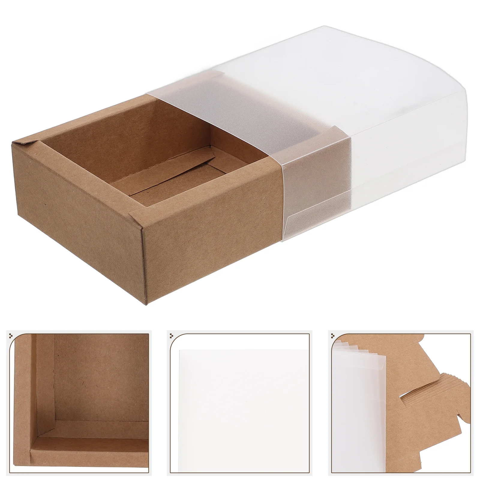 

10pcs Kraft Paper Drawer Tea Boxes Compact Portable Sturdy Tear Resistant Party Favors Wedding Birthday Event Packaging Tea