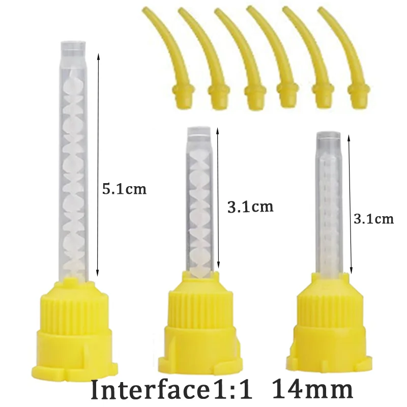 

50/100pcs Dental Mixing Tips Yellow 1:1 Silicone Rubber Mixing Head Disposable Mixing Tube Oral Materials Dentistry Lab Supplies