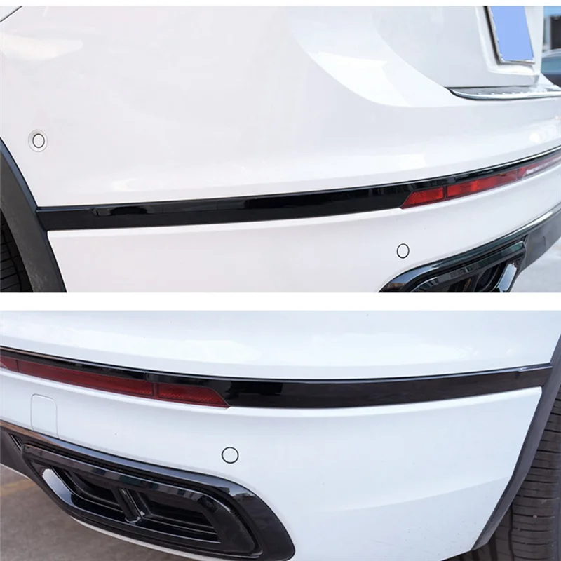4PCS Car Rear Bumper Trim Exterior Mouldings for VW Tiguan L 2022 2023 Auto Accessories Back Lip Protection Glossy Black—L49A