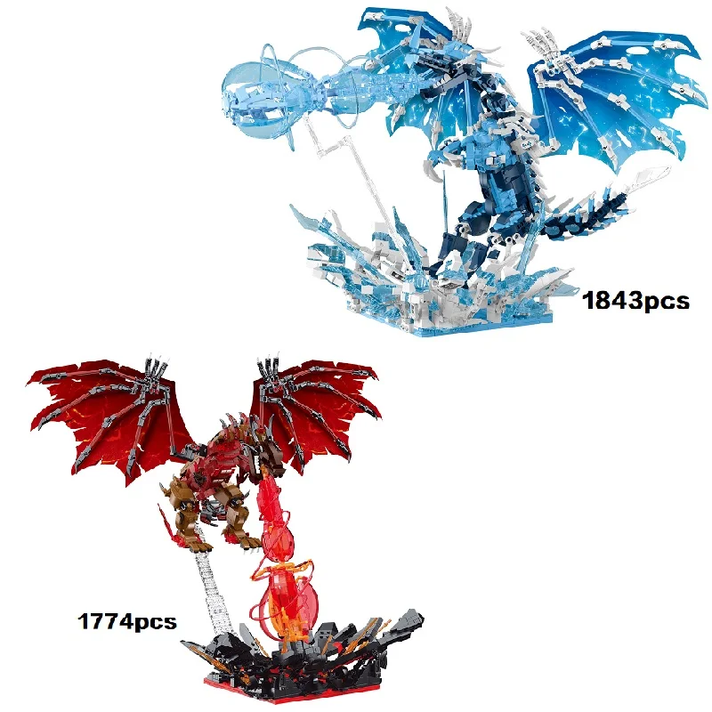 XMORK 033022 1843pcs Game MOC Ice And Fire Dragon Construction Building Blocks Bricks Model Toys for Children Christmas Gift Set