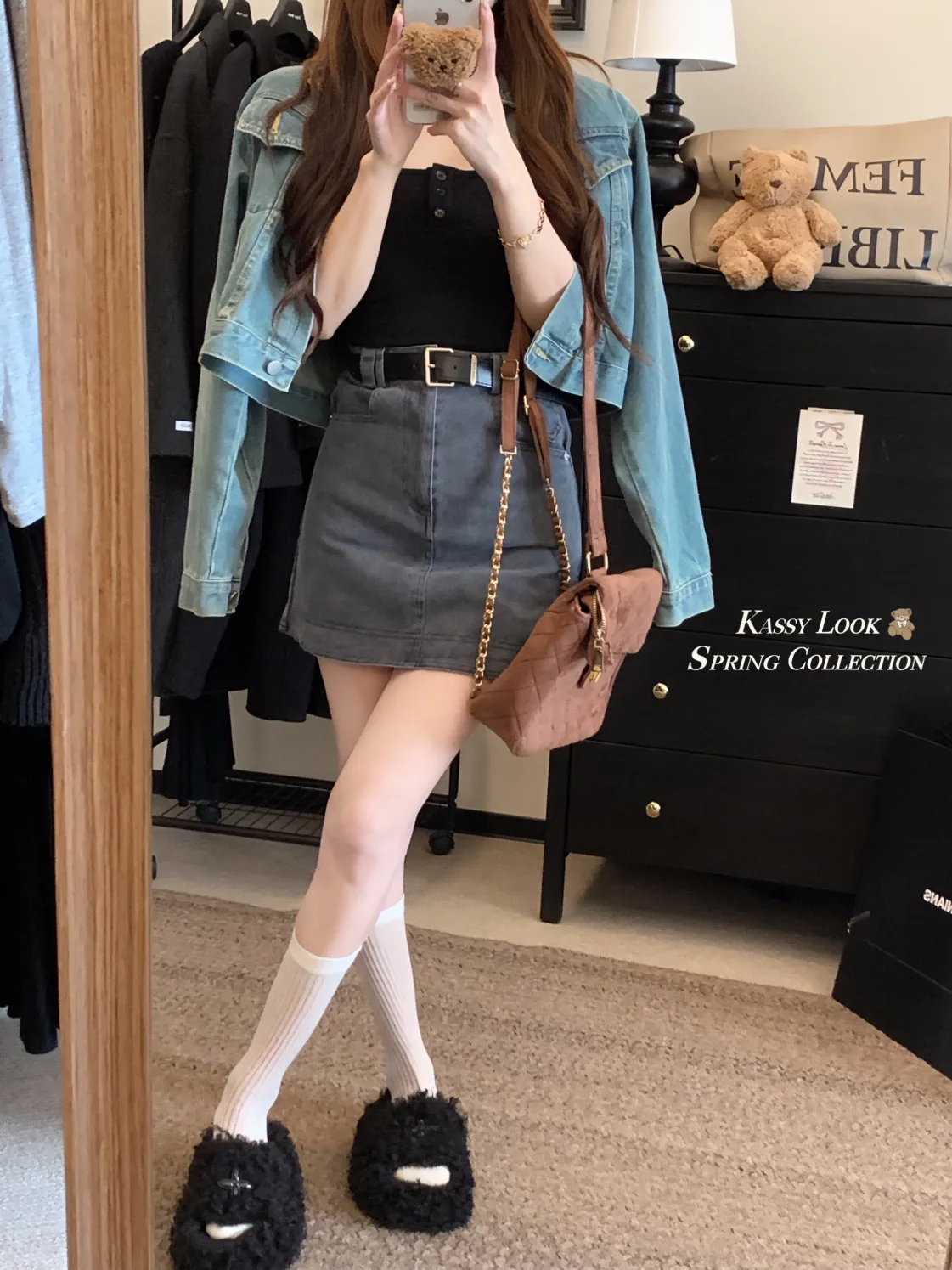 New Spring/Summer Wide Edge Washed Denim Skirt Anti Shining High Waist Casual Versatile Short Skirt with Free Belt