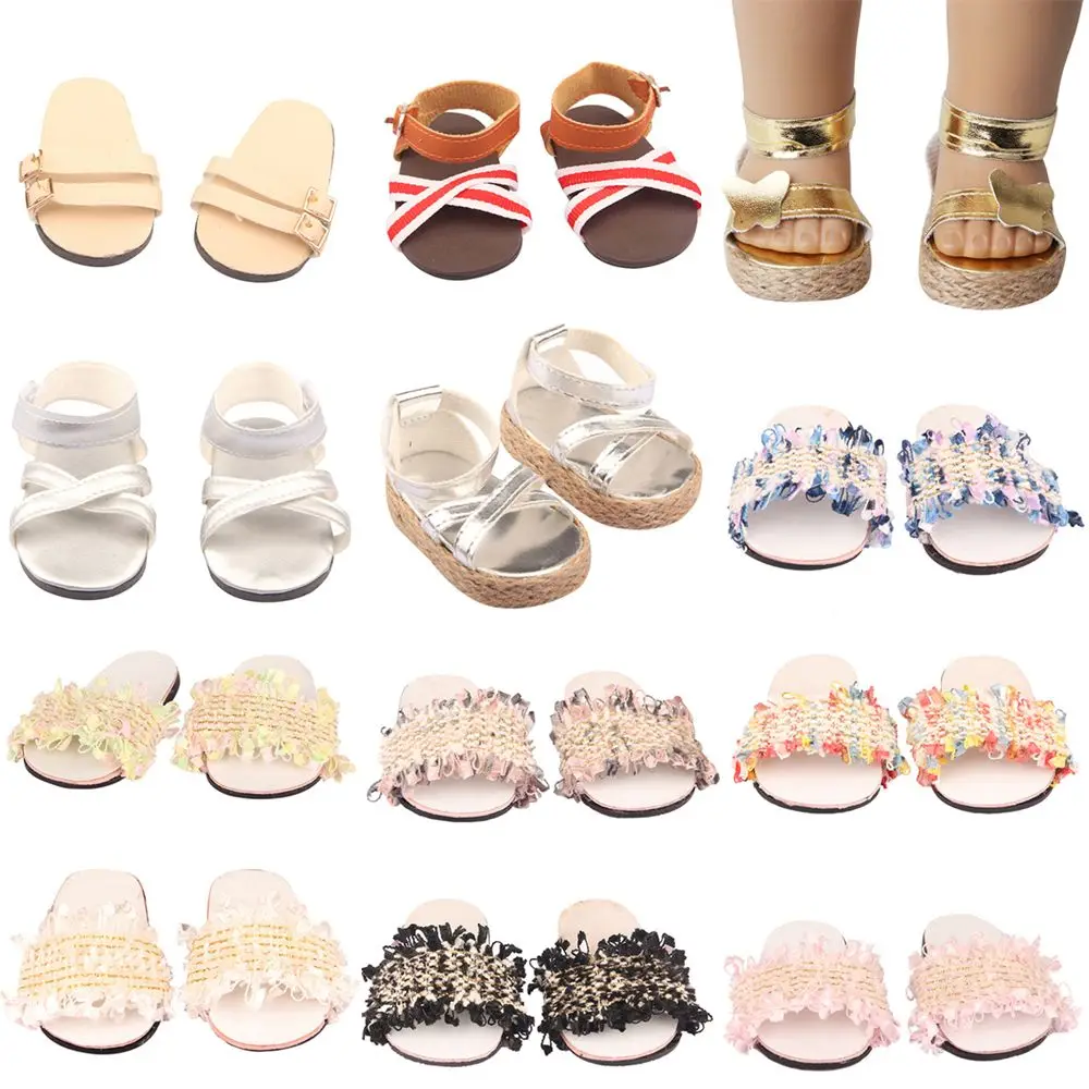 Fashion Fit 18Inch/43cm Change Clothes Game Mini Sandals Dollhouse Accessories Beach Slippers Doll Shoes