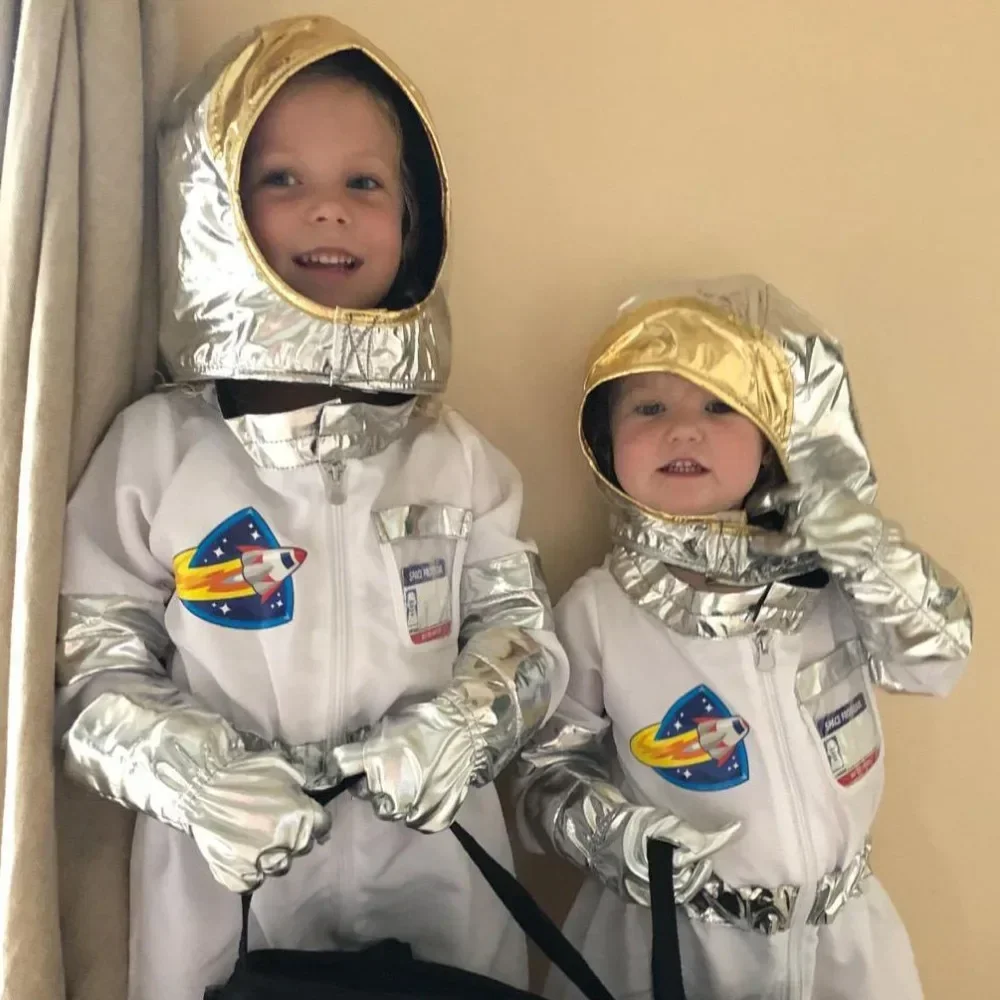 Halloween Kids Astronaut Cosplay Costumes Children Jumpsuit Rocket Space Suit Professional Clothes Pilot Christmas Fancy Suit