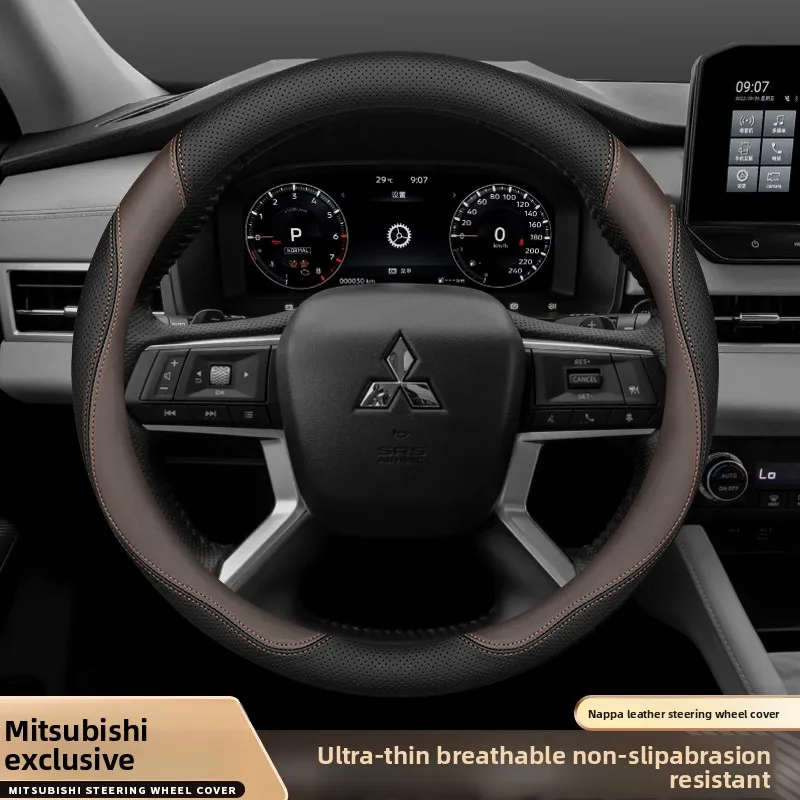 

Leather Car Steering Wheel Cover for Mitsubishi Outlander L200 Eclipse Cross Triton Xpander Xforce 2024 2025 2026 Accessories