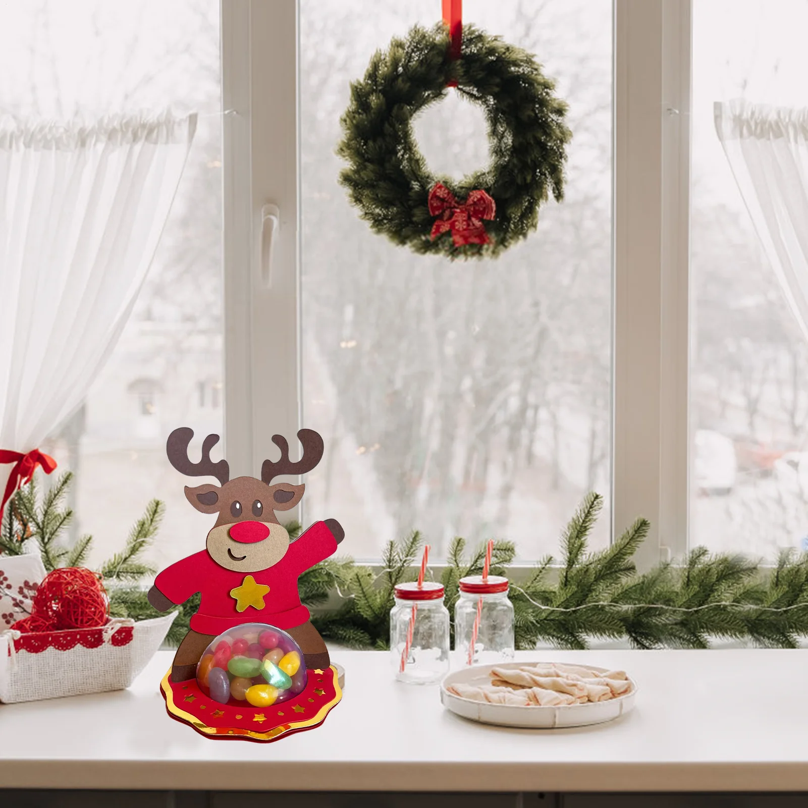 Candy Holder Cute Clear Wooden Multifunctional Party Supplies Kids Christmas Candy Box For Thanksgiving Home Holiday New Year