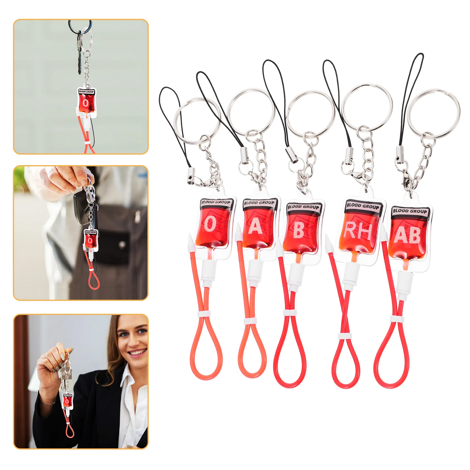 5 Pcs Party Props Nurse Bag Charm Pendant Halloween Blood Keychain Rings Unique Keychains Bags