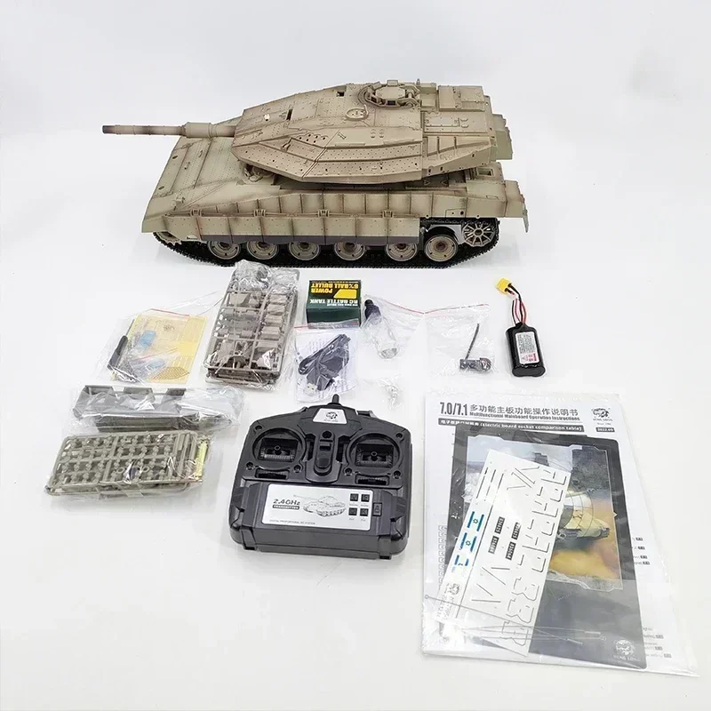 2024 tanque original de controle remoto henglong 3958 israel merkava mk iv modelo de batalha principal 1/16 trilhos de metal fora de estrada rc carro brinquedo infantil