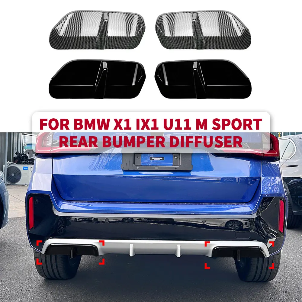 

For BMW X1 IX1 U11 M Sport Rear Bumper Diffuser Spoiler ABS Gloss Black Carbon Look Rear Lip Trim Cover Accessories 2023 2024