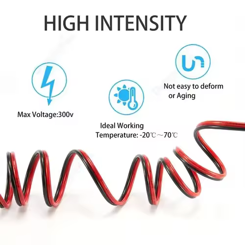 12V Red Black Hookup Wire 2 Pin Automotive Flat Cable LED Extension Wires For Doorbell LED Ribbon Lamp Tape Lighting Speakers - Image 3