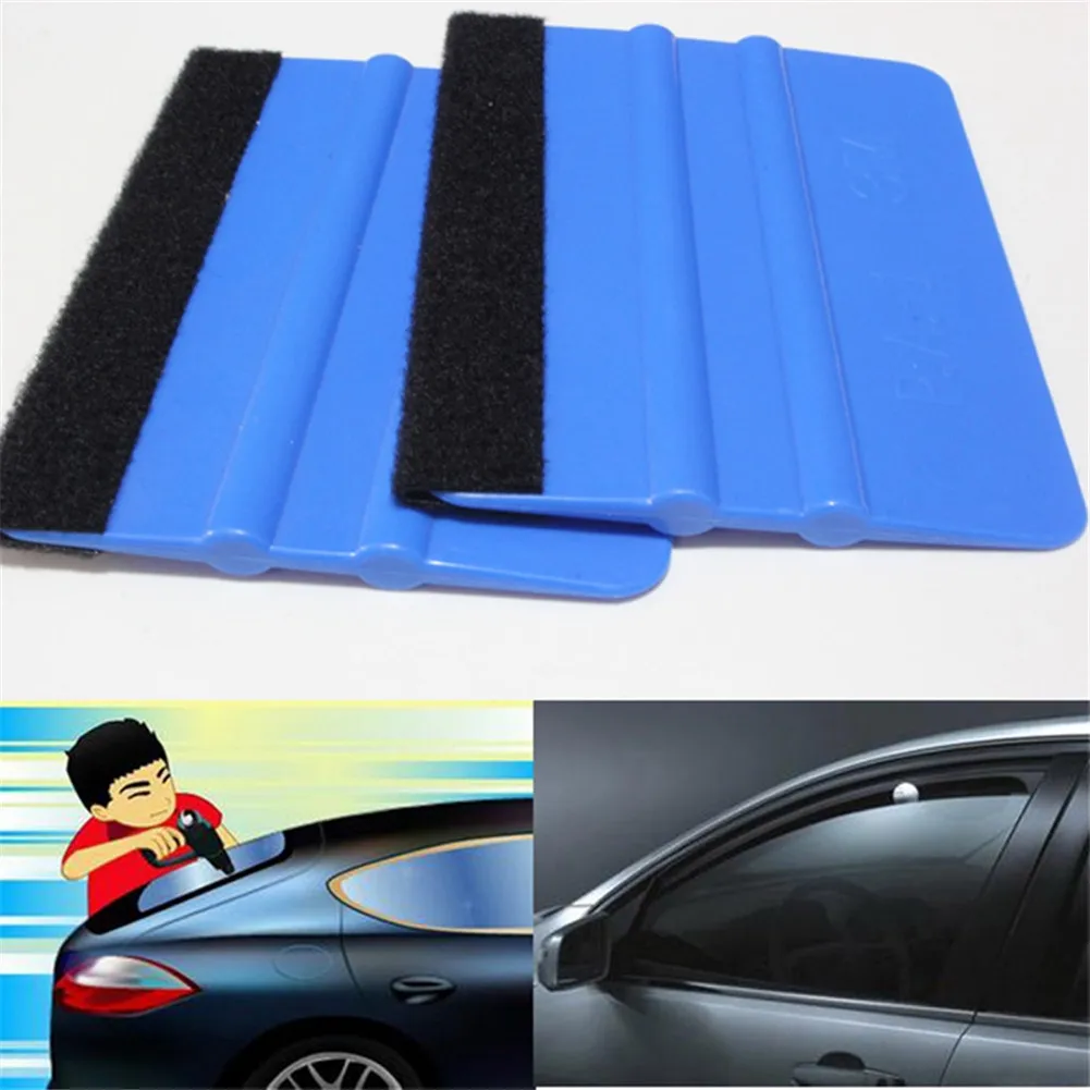 

10PCS Blue Square Scraper with Felt Edge Car Decals Vinyl Wrap Tint Tools Squeegee