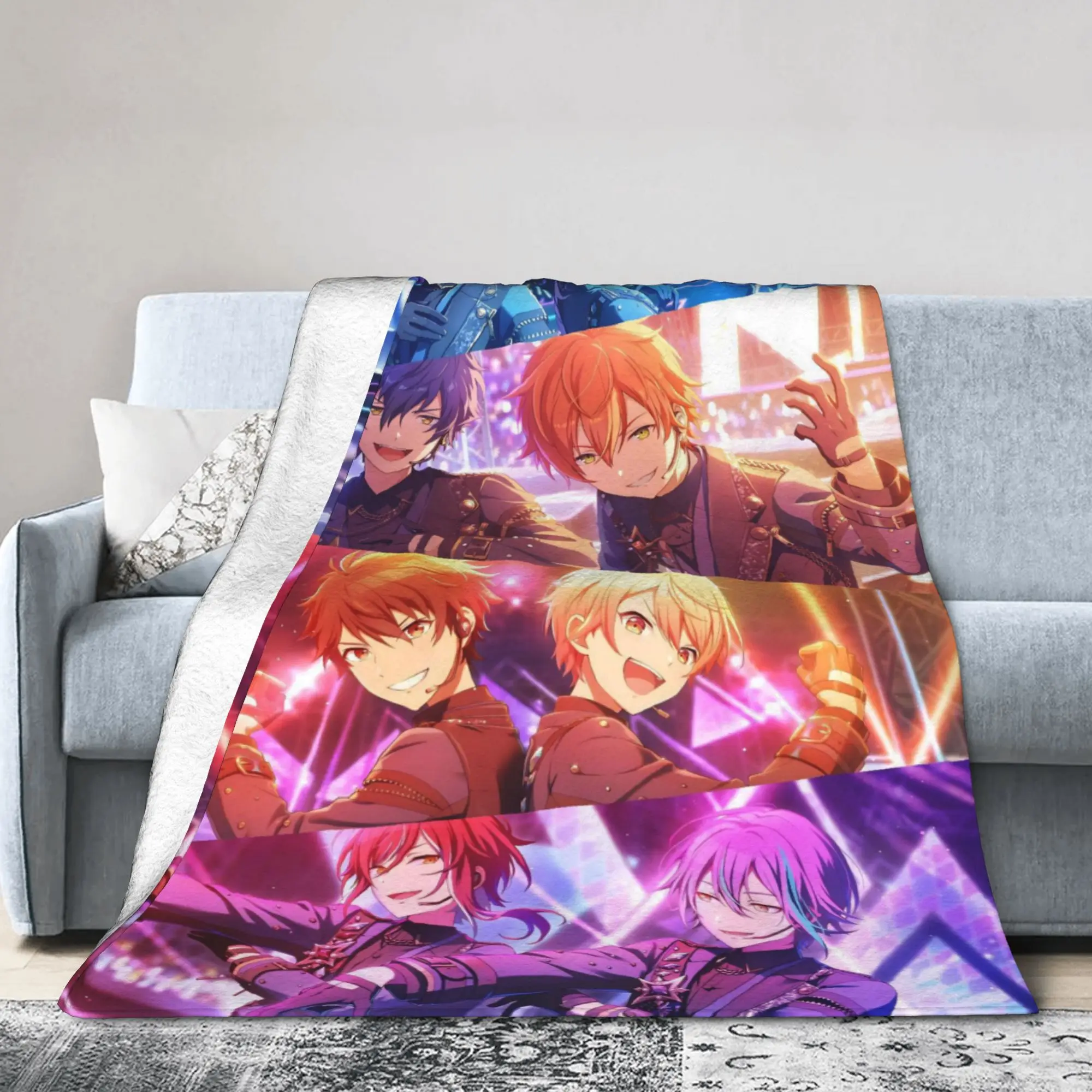 E-Ensemble-Stars Blanket Flannel  Multifunction Super Soft Throw Blanket for Bedding Bedding Throws