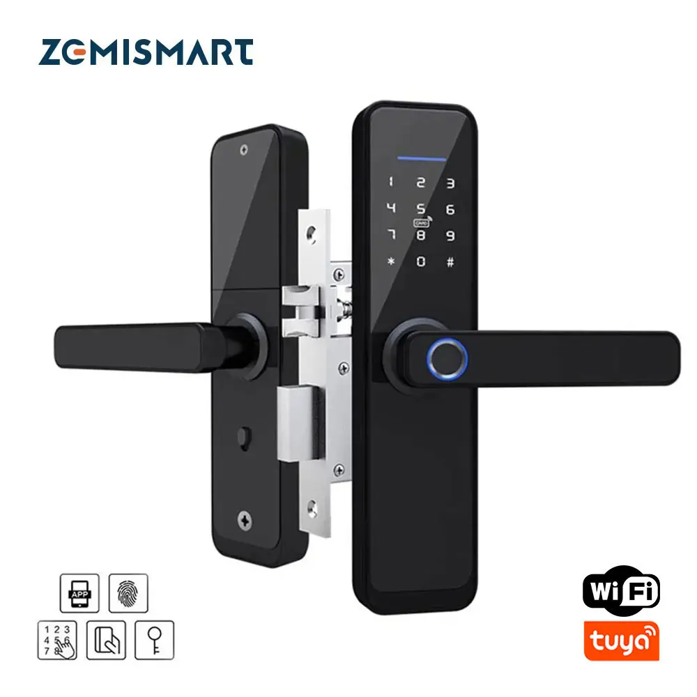 Zemismart Tuya WiFi Smart Handle Door Lock Core Cylinder Intelligent Security Lock Encryption with Keys Work with Smart Life APP